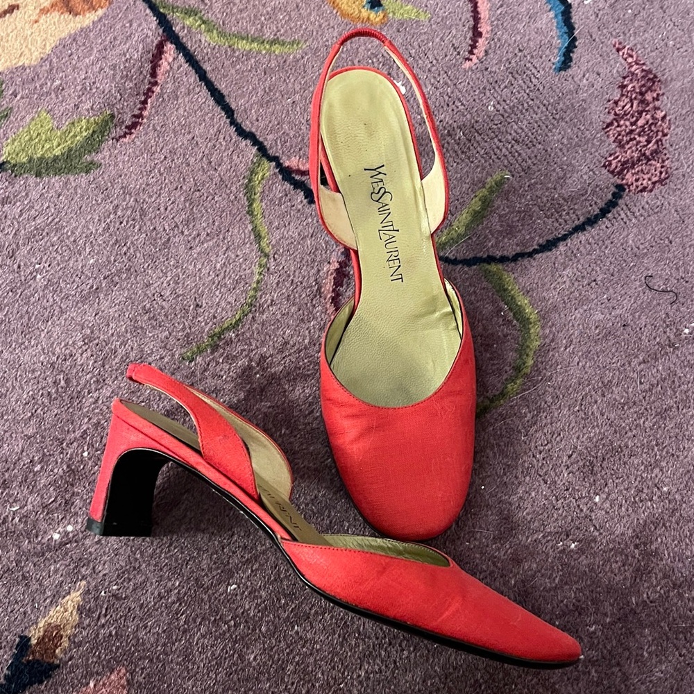 Yves Saint Laurent Vibrant Red Slingback Heels